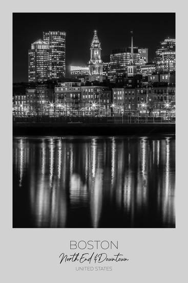 Im Fokus: BOSTON Abendliche Skyline von North End 