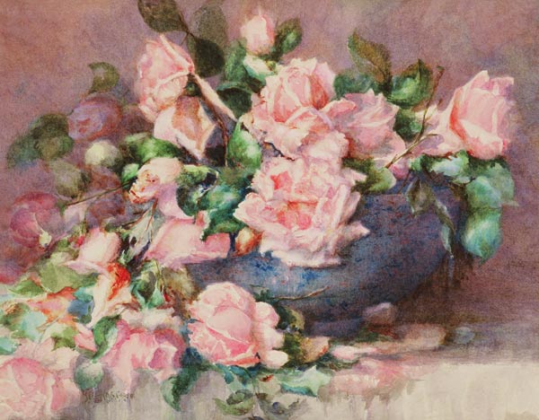 A Bowl of Pink Roses from Melicent Grose