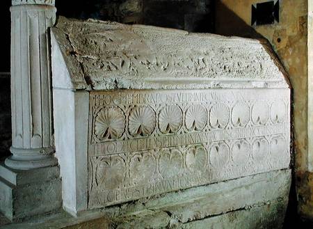 The cenotaph of Abbess Theodechilde in the funerary crypt from Merovingian