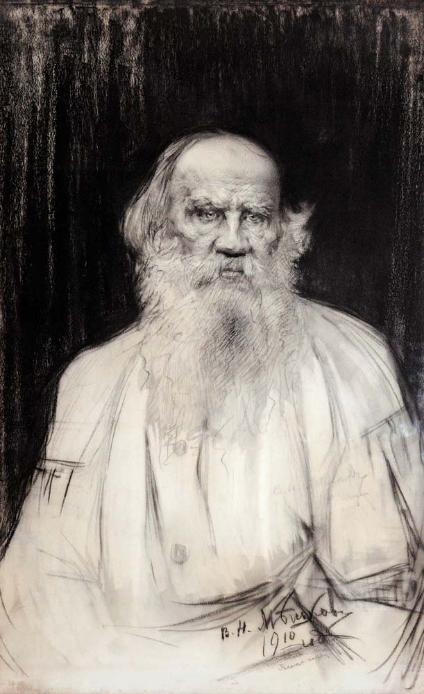 Porträt von Schriftsteller Graf Lew Nikolajewitsch Tolstoi (1828-1910) from Wassilij Nikititsch Meschkow