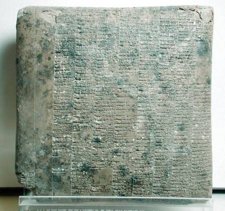 Tablet with cuneiform script listing agricultural records from Mesopotamian