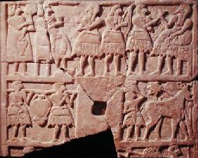 Votive plaque depicting an offering scene, from Diyala, Early Dynastic Period