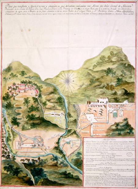 Plan of the Mines of Oaxaca, Mexico from Mexican School