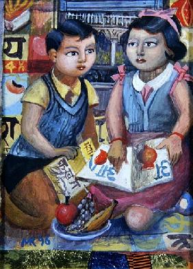 Hindi Primer, 1996 (gouache on paper) 