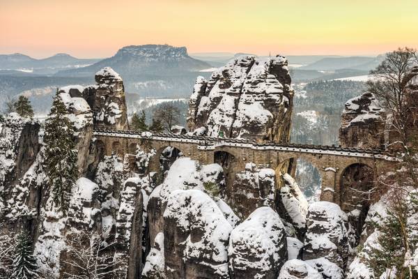 Basteibrücke Sächsische Schweiz an einem Winterabend from Michael Valjak