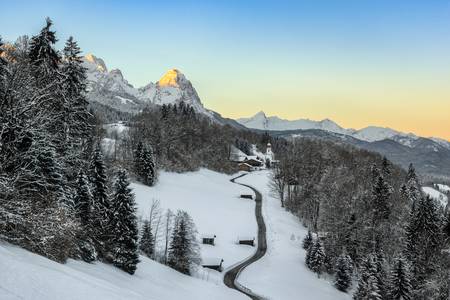 Winter in Wamberg bei Garmisch-Partenkirchen in Bayern