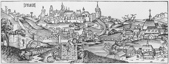 View of Prague, illustration from the ''Liber Chronicarum'' Hartmann Schedel (1440-1514) published b from Michael Wolgemuth