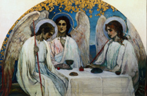 Die hl. Dreifaltigkeit in gestalt der drei Engel from Michail Wassiljew. Nesterow