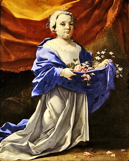 Young girl carrying flowers from Michel Dorigny