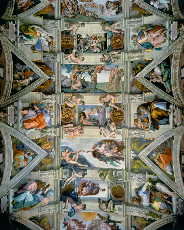 Sistine Chapel ceiling and lunettes from Michelangelo (Buonarroti)