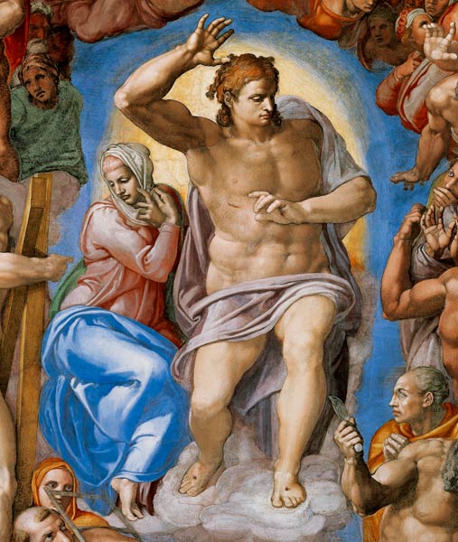 Das Jüngste Gericht - Christus und Maria (Ausschnitt Sixtinische Kapelle) from Michelangelo (Buonarroti)