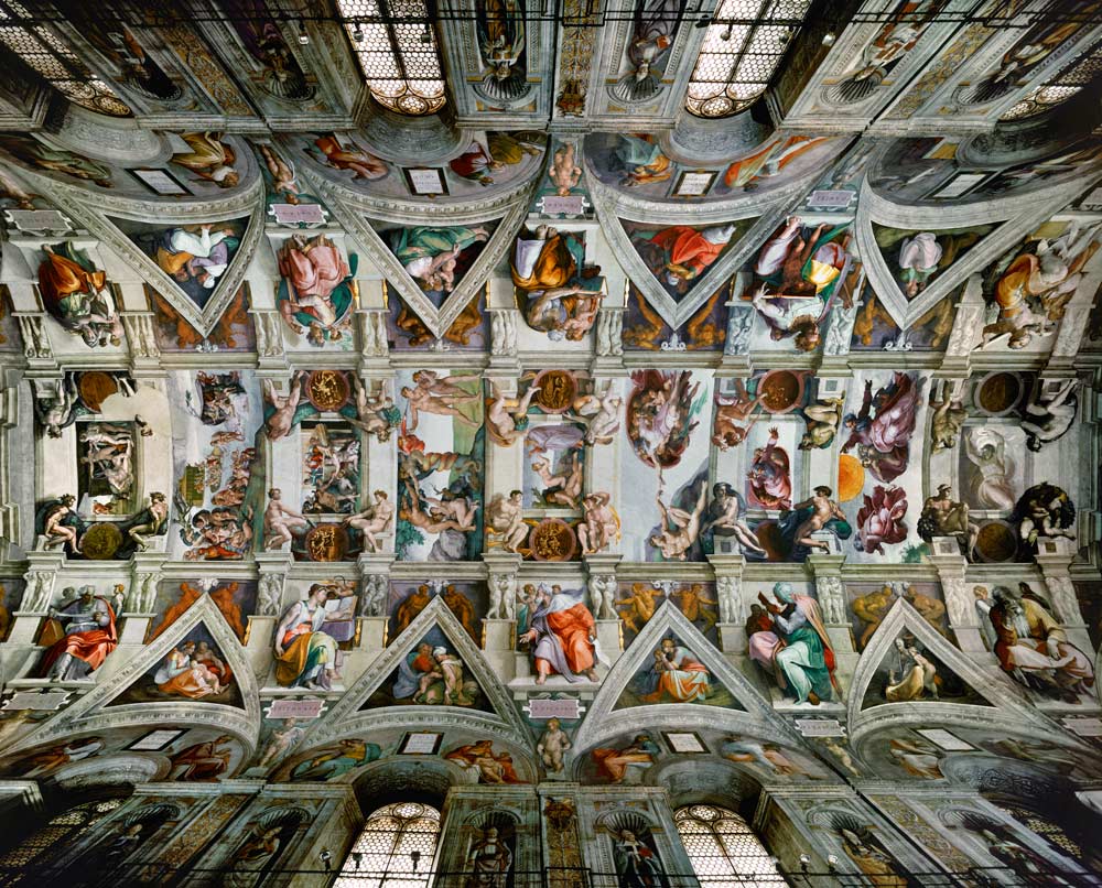 Decke der Sixtinischen Kapelle, Gesamtansicht. 1508-1512. Zustand nach der Restaurierung. from Michelangelo (Buonarroti)