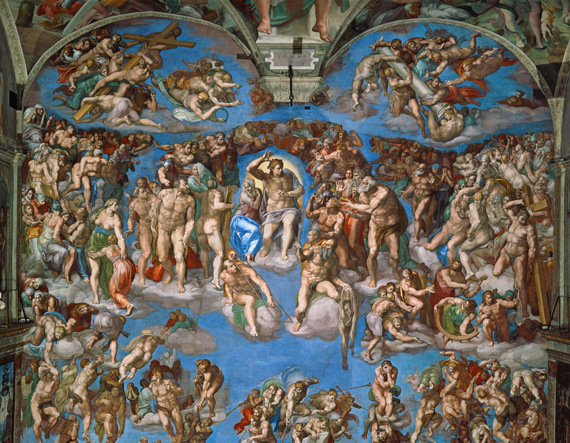 Sistine Chapel: The Last Judgement, 1538-41 (pre-restoration) from Michelangelo (Buonarroti)