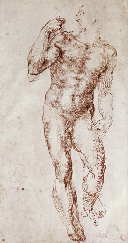 Sketch of David with his Sling from Michelangelo (Buonarroti)