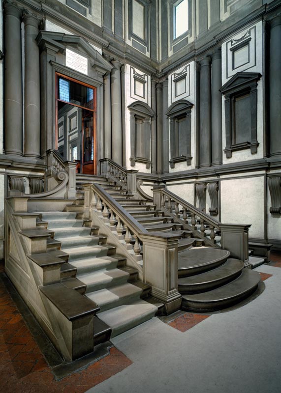 Staircase in the entrance hall of the Laurentian Library, completed by Bartolomeo Ammannati (1511-92 from Michelangelo (Buonarroti)