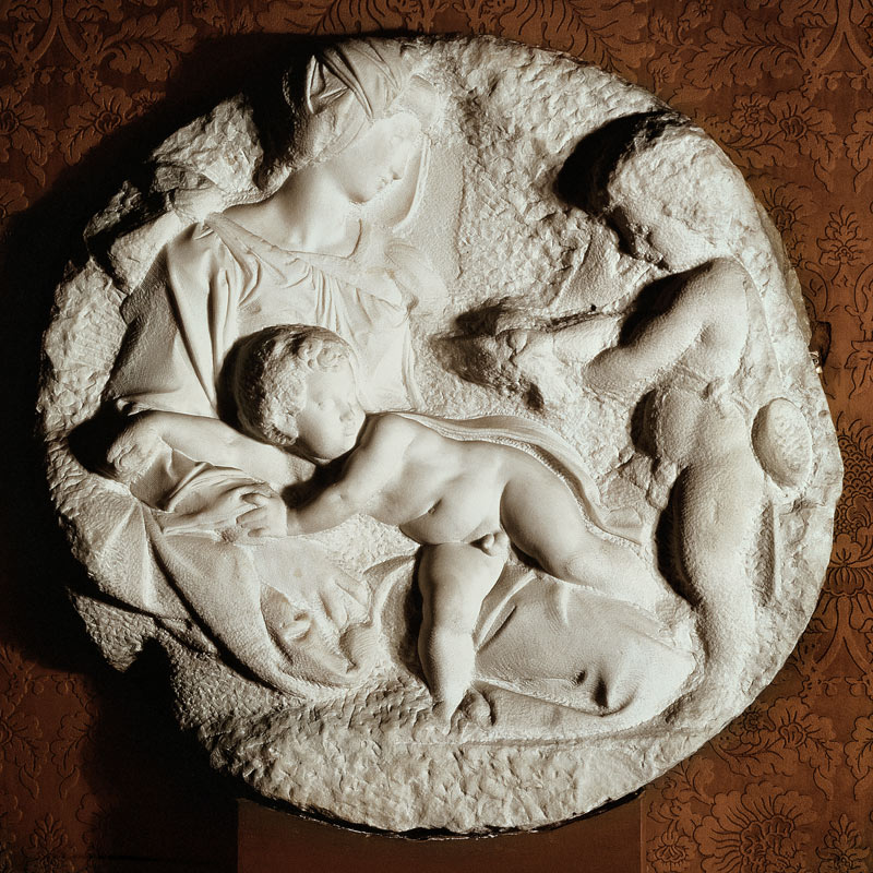 Tondo Taddei circular stone sculptured panel from Michelangelo (Buonarroti)