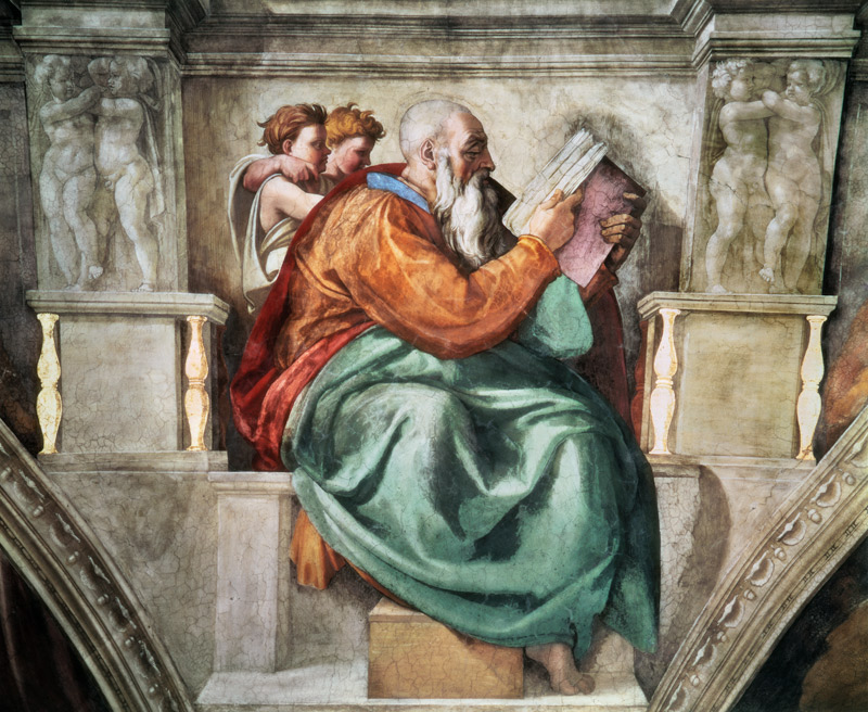 Zacharias (Ausschnitt Sixtinische Kapelle) from Michelangelo (Buonarroti)