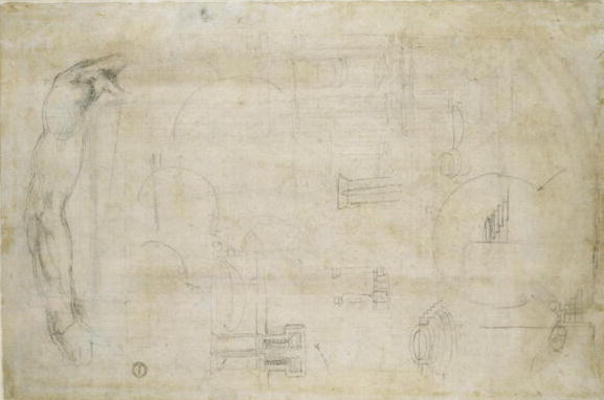 Architectural studies, c.1538-50 (black chalk on paper) from Michelangelo (Buonarroti)