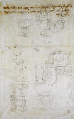 Architectural Studies, c.1560 (black chalk on paper) from Michelangelo (Buonarroti)