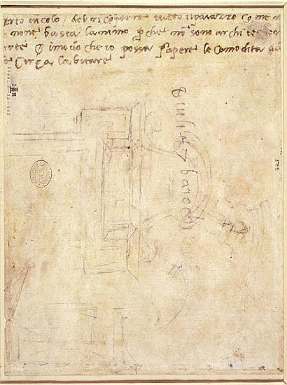 Architectural Study with Notes  (for recto see 191771) from Michelangelo (Buonarroti)