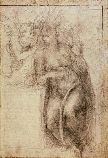 Inv.1895-9-15-516.recto (w.72) Study for the Annunciation from Michelangelo (Buonarroti)