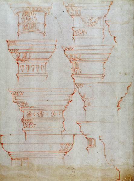 W.18v Study of column capitals from Michelangelo (Buonarroti)
