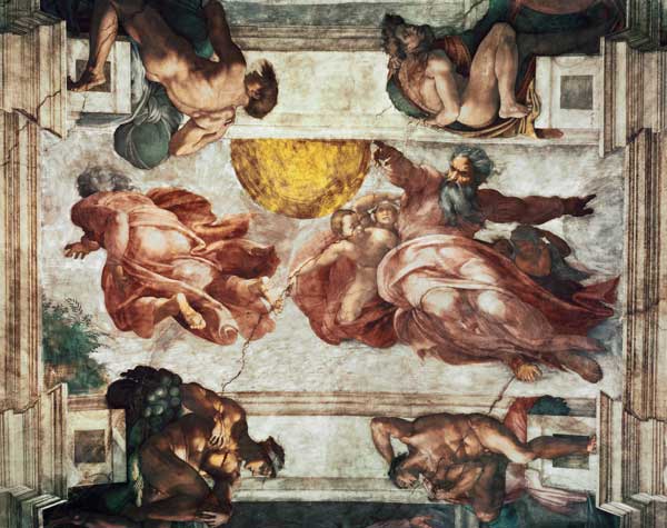 Sistine Chapel Ceiling: Creation of the Sun and Moon, 1508-12 from Michelangelo (Buonarroti)