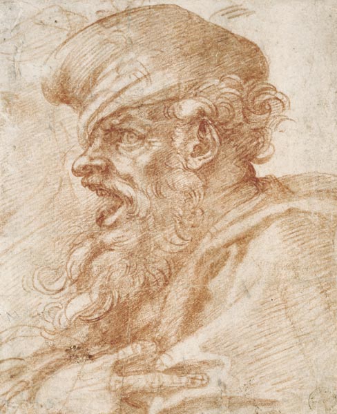 Head of a Bearded Man Shouting from Michelangelo (Buonarroti)