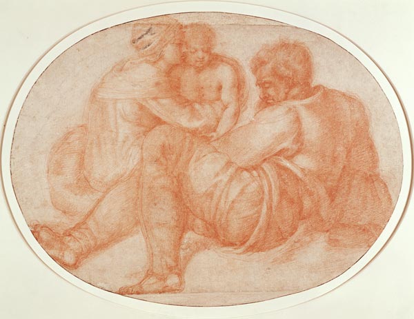 Study of the Holy Family (red chalk) Inv.9/15/539 Recto (W.94) from Michelangelo (Buonarroti)