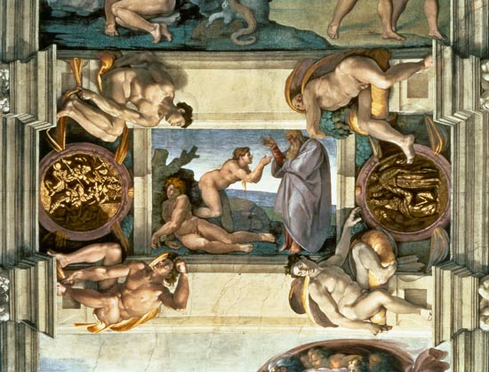 Sistine Chapel Ceiling: Creation of Eve, with four Ignudi from Michelangelo (Buonarroti)