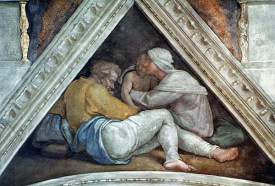 Sistine Chapel Ceiling: The Ancestors of Christ (pre restoration) from Michelangelo (Buonarroti)