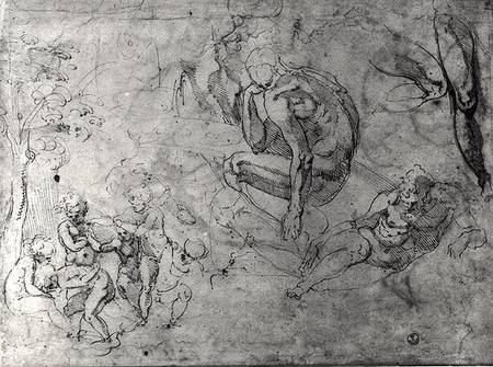Studies for figues (pen & ink on paper) from Michelangelo (Buonarroti)