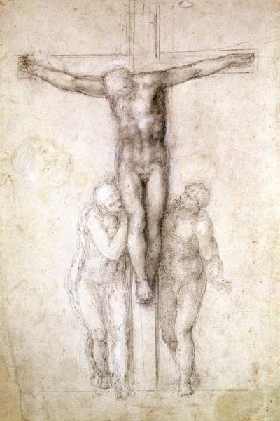Study of Christ on the Cross between the Virgin and St. John the Evangelist from Michelangelo (Buonarroti)