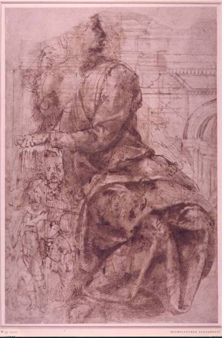 Study of Sibyl (ink) Inv.5/2/115 Recto (W.29) from Michelangelo (Buonarroti)