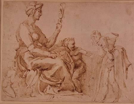 Study of Vanity (red chalk) 1-5 Recto (W.89) from Michelangelo (Buonarroti)