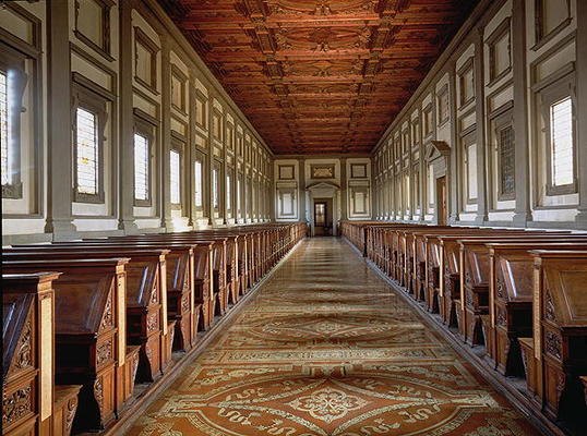 The Reading Room of the Laurentian Library, designed by Michelangelo Buonarroti (1475-1564), 1534 (p from Michelangelo (Buonarroti)