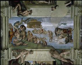 Deckengemälde in der Sixtinischen Kapelle Rom: Die Sintflut.