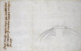 Study of the Lantern for St. Peter's, 1557 (black chalk, pen & ink on paper)