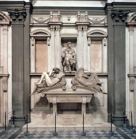 Tomb of Giuliano de' Medici, Duke of Nemours (1479-1516) with the figures of Day and Night from Michelangelo (Buonarroti)
