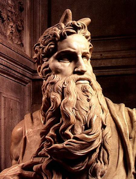 Tomb of Pope Julius II (1453-1513) detail of the head of Moses from Michelangelo (Buonarroti)