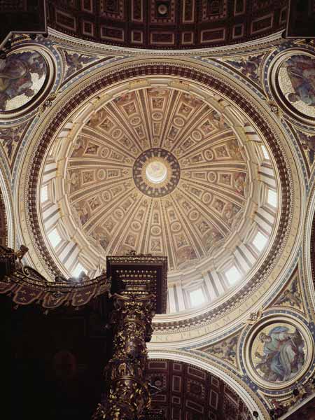 View of the interior of the dome, begun Michelangelo in 1546 and completedDomenico Fontana (1543-160 from Michelangelo (Buonarroti)