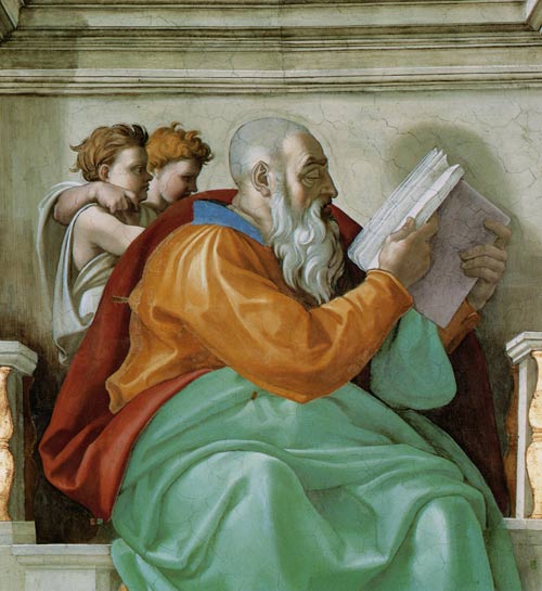 Zacharias (Ausschnitt Sixtinische Kapelle, Detail) from Michelangelo (Buonarroti)