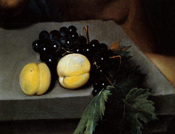 The Sick Bacchus, detail of peaches and grapes from Michelangelo Caravaggio