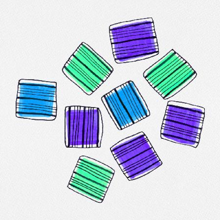 Mintblaue,lavendelfarbene,gestreifte Quadrate