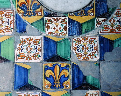 Detail of floor tiles from the cellar of the Villa Medicea de Careggi (ceramic) from Michelozzo  di Bartolommeo