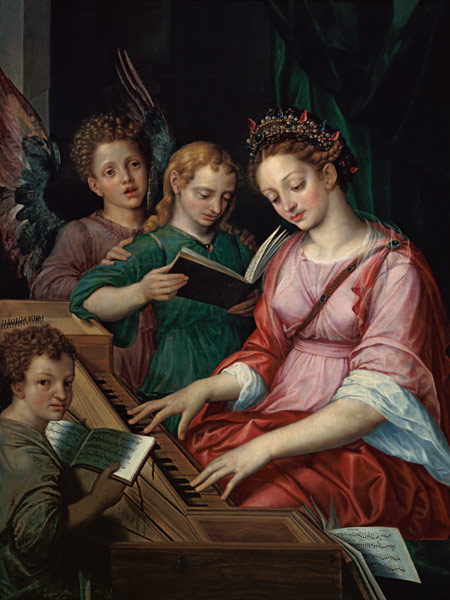 St. Cecilia Accompanied by Three Angels from Michiel I Coxie