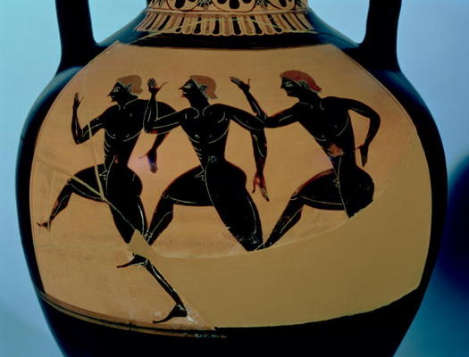 A foot-race, detail from an Attic black-figure amphora, c.520-500 BC (pottery) (for reverse see also from Michigan painter