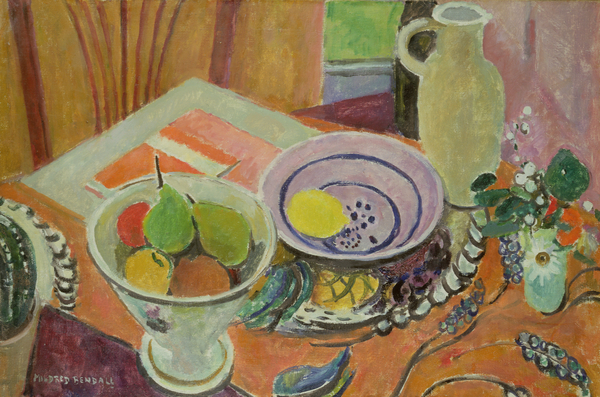 Pottery and Fruit on a Table from Mildred Bendall