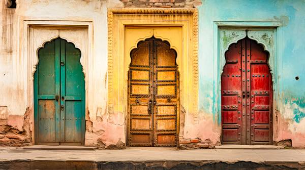 Bunte Türen in Indien. Alte Architektur in der Altstadt von Indien from Miro May