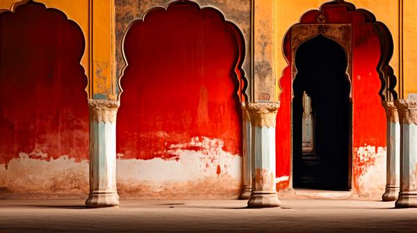 Tempel in Indien. Wunderschöne Arkaden und Säulen Architektur und Farben  from Miro May